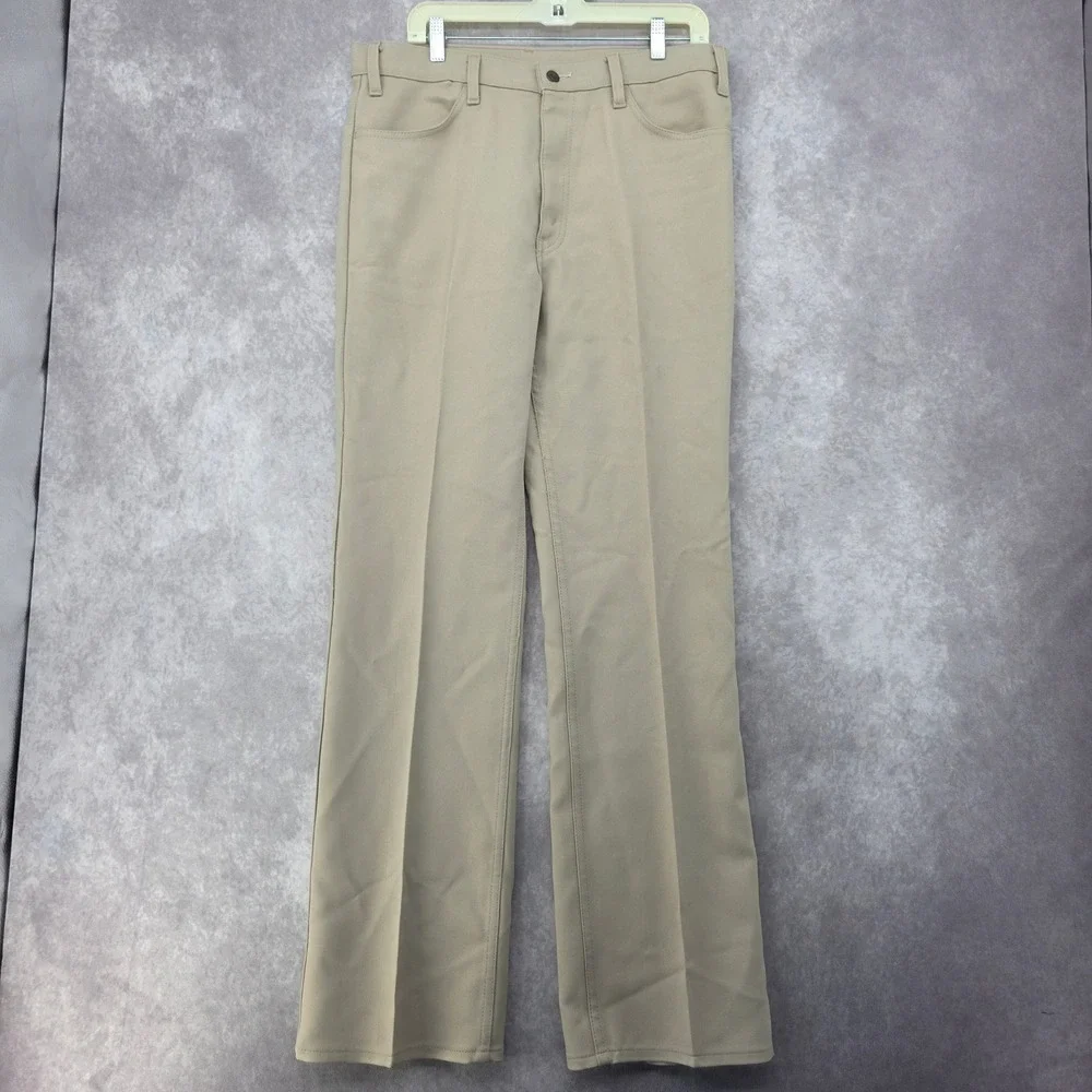 Vintage Levis Sta-Prest Action Slacks 36x34 Tan Beige Western Bootcut Pants